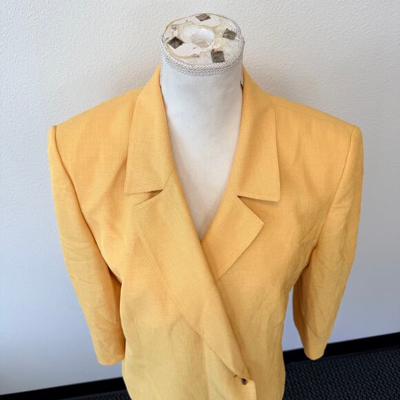 Le Suit Womens Yellow Single Button Long Sleeve Professional Blazer Jacket Sz 10 - Picture 5 of 10